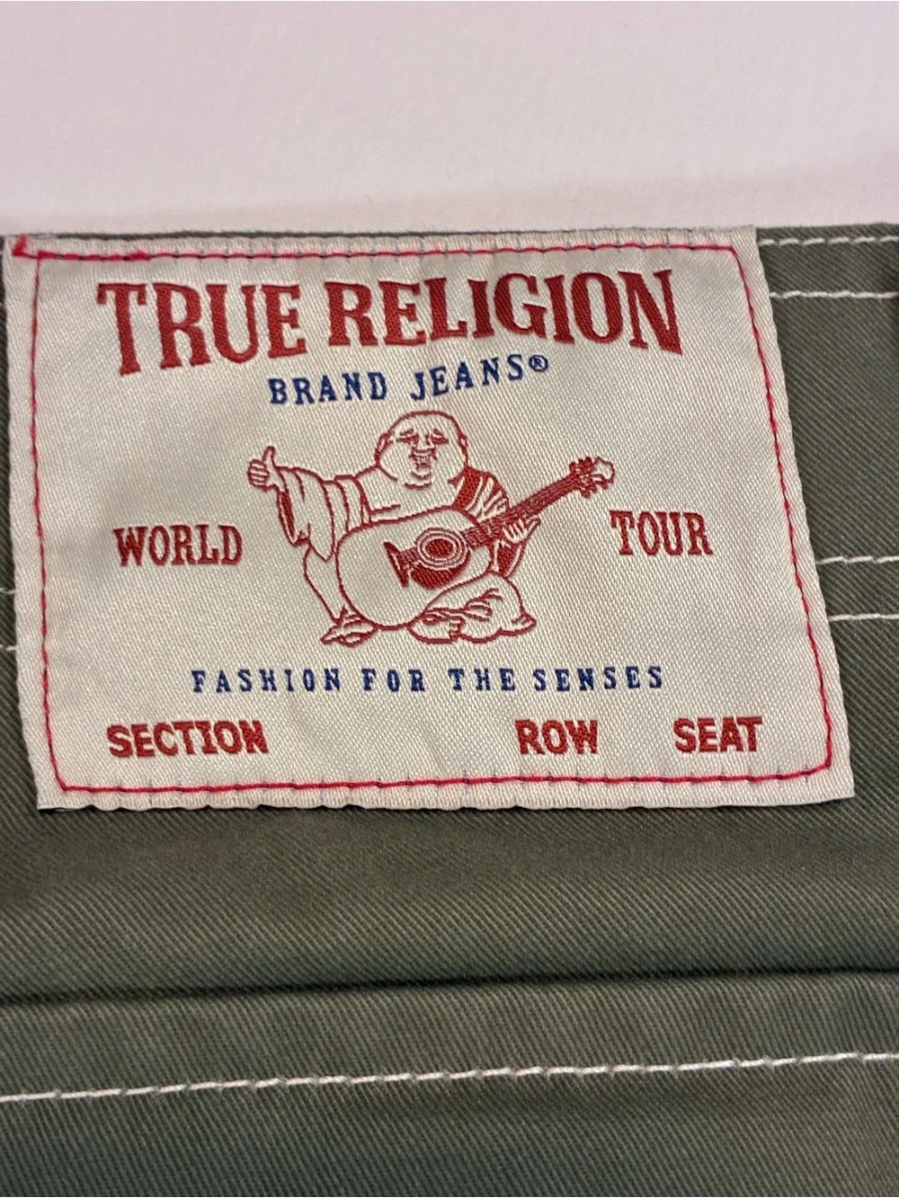 True Religion Olive Green Cargo Pants with Utility Pockets